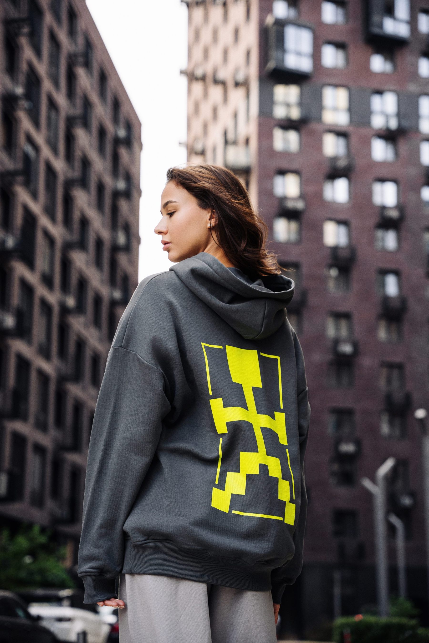 Худи Оверсайз  (HOODIE OVERSIZE "ROBOT") Темно-серый