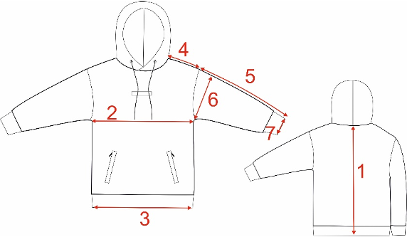 Таблица размеров Худи VLKN (HOODIE VLKN "TOWER") Черный
